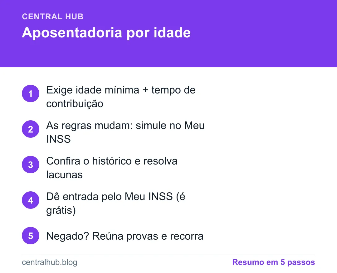 Resumo em passos: Aposentadoria por idade: regras, idade mínima e como pedir