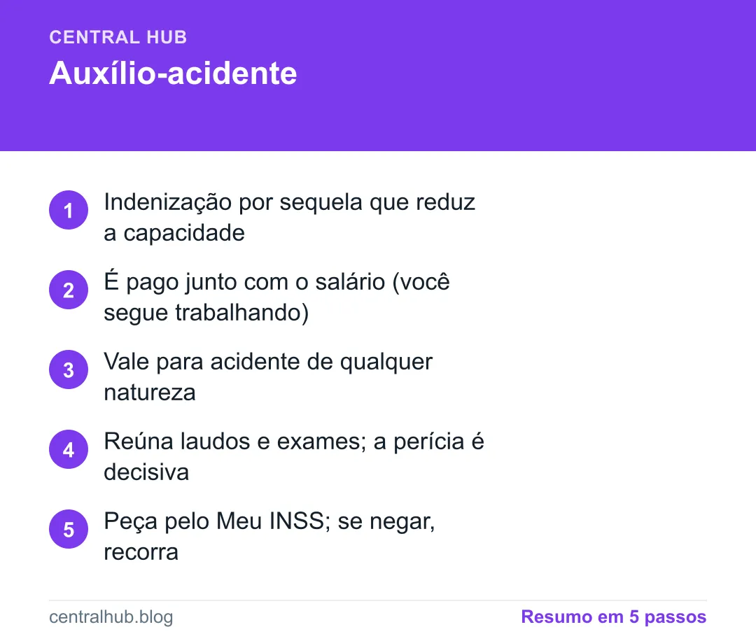 Resumo em passos: Auxílio-acidente: quem tem direito e como solicitar no INSS